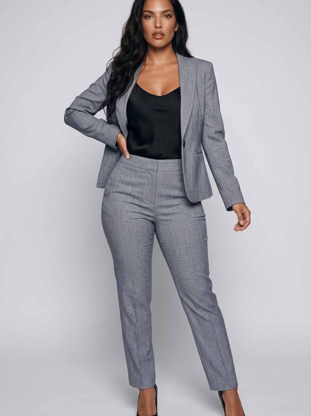 Zara Gray/navy blue Tailored Pants